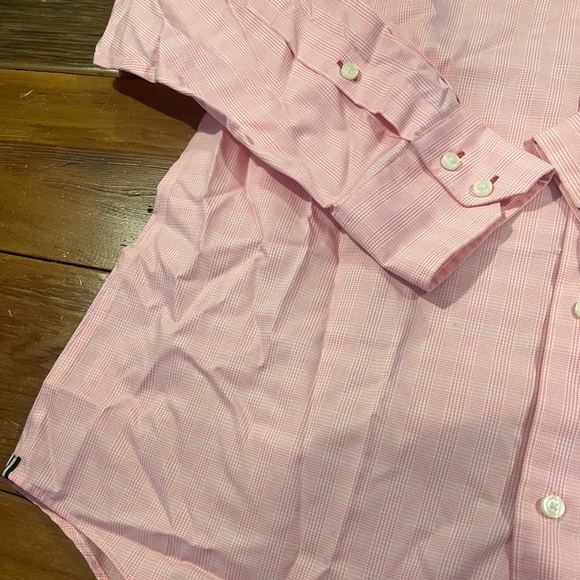 Black Brown 1826 Mens Pink 80's 2-Ply Slim Fit Button Down Shirt - Picture 3 of 6